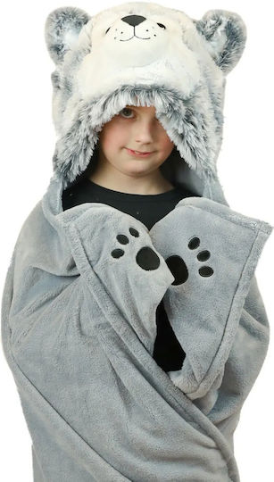Noxxiez Samt Kinderdecke Hasen Grau 100x130cm