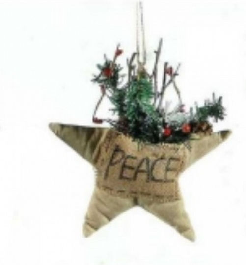 AG Trees 9763221 Fabric Christmas Decorative Pendant Star Beige Peace