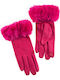 Women's Gloves with Fur Fuchsia