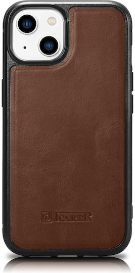 iCarer Leather Oil Wax Back Cover Δερμάτινο Καφέ (iPhone 14 Plus)