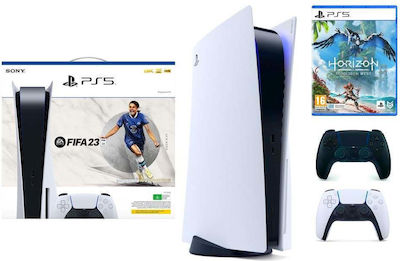 Sony PlayStation 5 with FIFA 23 (Voucher) & Dualsense Midnight Black & Horizon Forbidden West