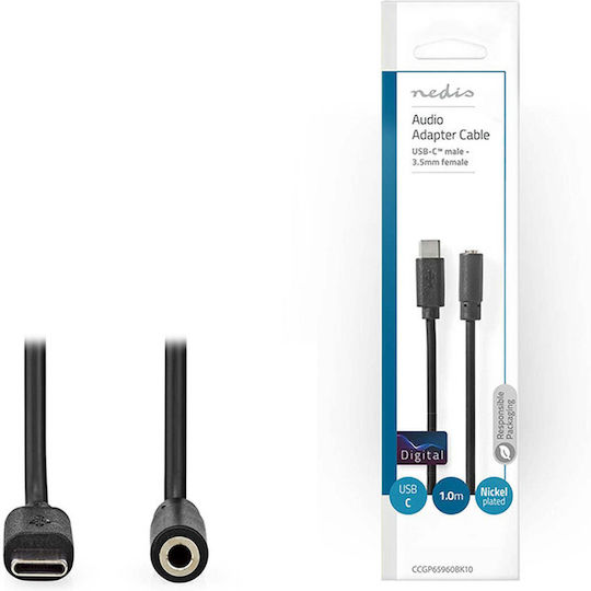 Nedis USB 2.0 Cable USB-C male - 3.5mm female Black 1m (CCGP65960BK10)