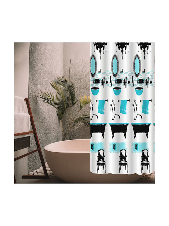 Bathitems Душ завеса Тъканна 180x200см Синя