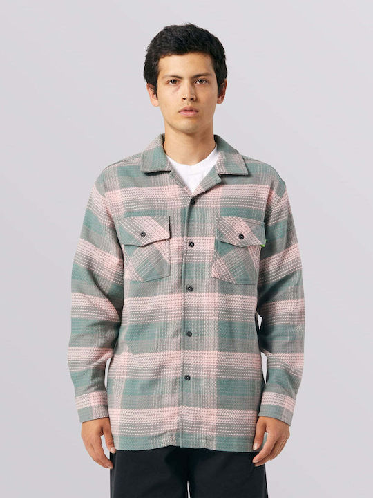 Smash Μακρυμάνικo Φανελένιο Overshirt σε Κανονική Γραμμή Καρό Ροζ