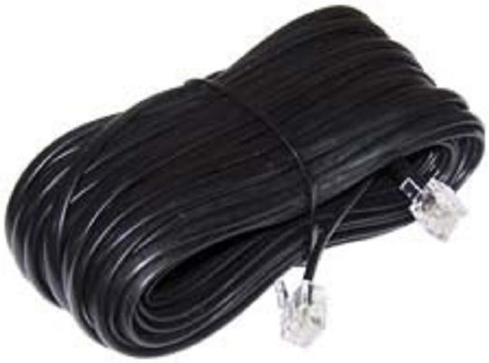 Eucom Flat Τηλεφωνικό Καλώδιο RJ11 6P4C 3m Μαύρο (10-100-0038Μ-Μ)