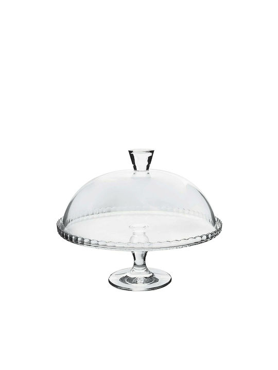 Click Transparent Glass Pedestal Cake Stand with Lid 32x32x26cm