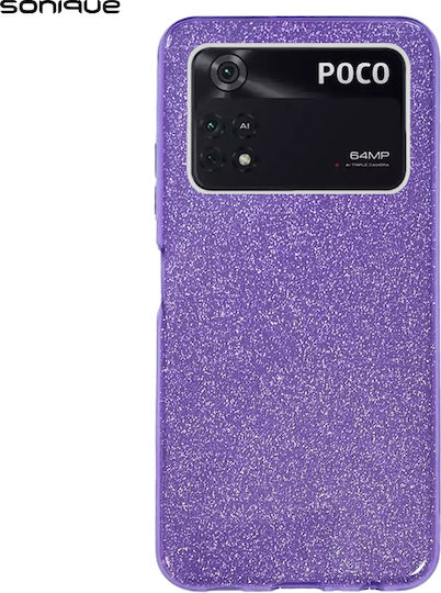 Sonique Shiny Umschlag Rückseite Silikon Lila (Xiaomi Poco M4 Pro 4G)