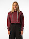 Cropped Women's Sweatshirt Hooded Burgundy