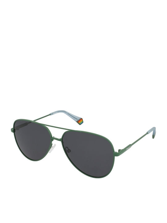 Polaroid Unisex Sunglasses with Green Metal Fra...
