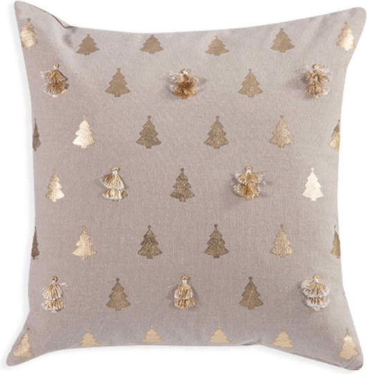 Nef-Nef Homeware Коледна Декоративна Възглавница Chiara Квадрат Бял 30x30cm Дърво