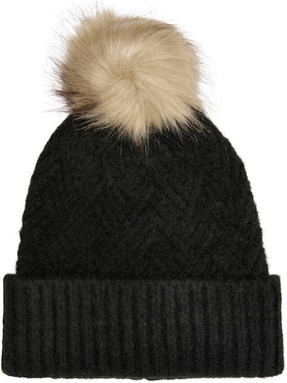 Pom Pom Beanie Γυναικείος Σκούφος σε Μαύρο χρώμα