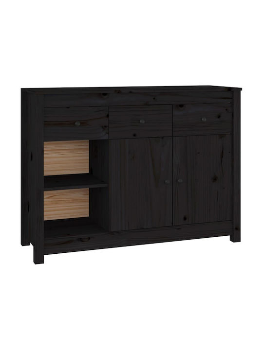 Wooden Buffet with Drawers Black L100xW35xH74cm