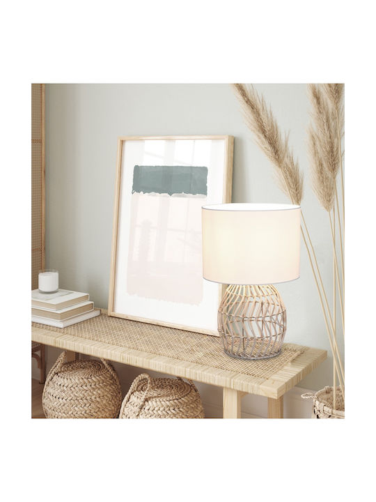 Trio Lighting Rike Vintage Πορτατίφ για Ντουί E27 με Μπεζ Καπέλο και Βάση