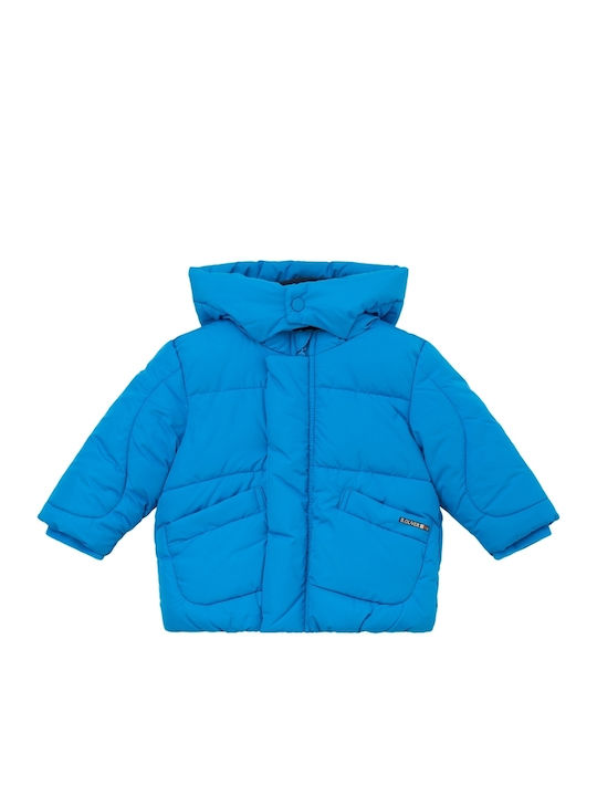 Kids' Quilted Jacket Long with Lining & Hood Blue