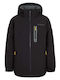 Waterproof Kids' Sports Jacket Short Windproof with Hood Black