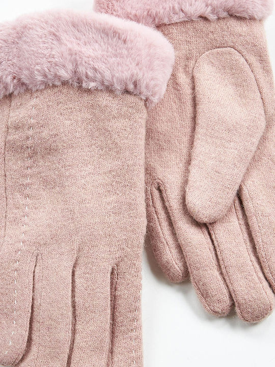 Verde Women's Touch Gloves with Fur Pink