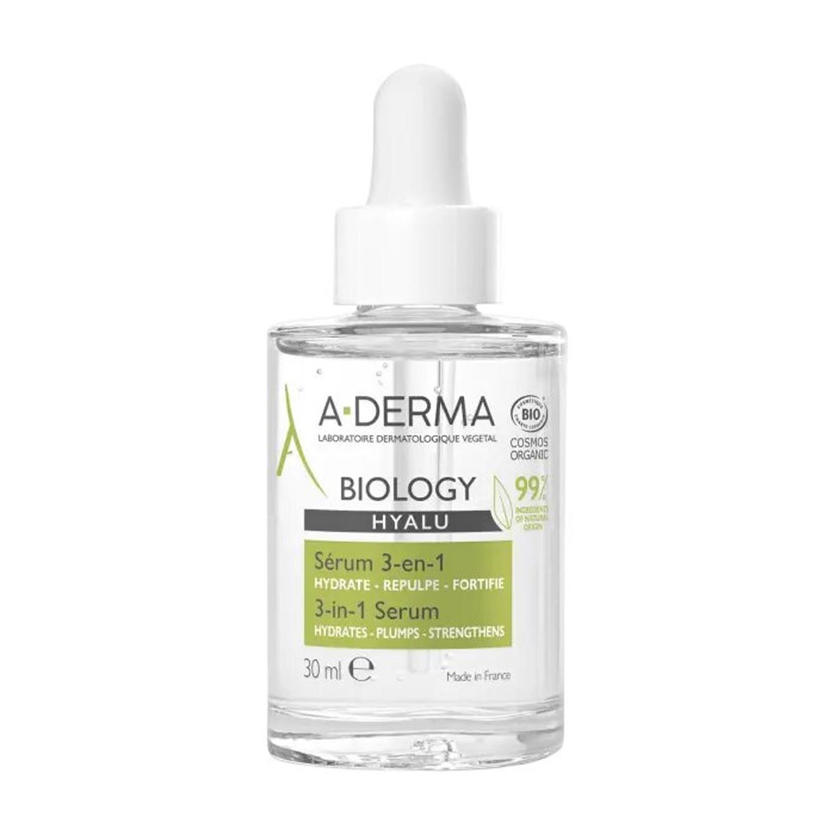 A-Derma Biology Hyalu Organic 3in1 Ενυδατικό Serum Προσώπου με Υαλουρονικό Οξύ για Αναζωογόνηση 30ml