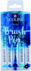 Royal Talens Πινελο Χρωματα Ecoline Blue Μαρκαδόροι Σχεδίου Μπλε Σετ 5τμχ Royal Talens Πινελο Χρωματα Ecoline Blue Μαρκαδόροι Σχεδίου Μπλε Σετ 5τμχ