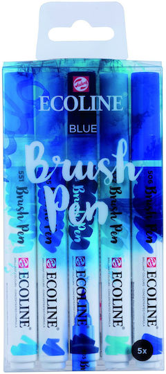 Royal Talens Πινελο Χρωματα Ecoline Blue Μαρκαδόροι Σχεδίου Μπλε Σετ 5τμχ