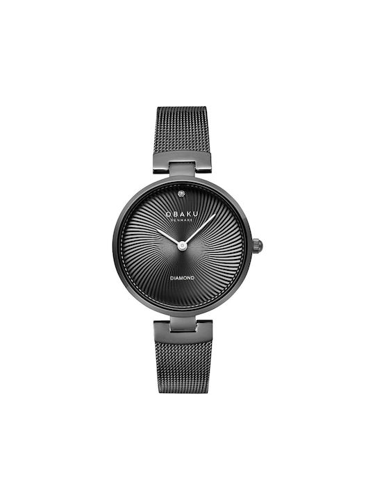 Obaku Diamant Uhr mit Schwarz Metallarmband