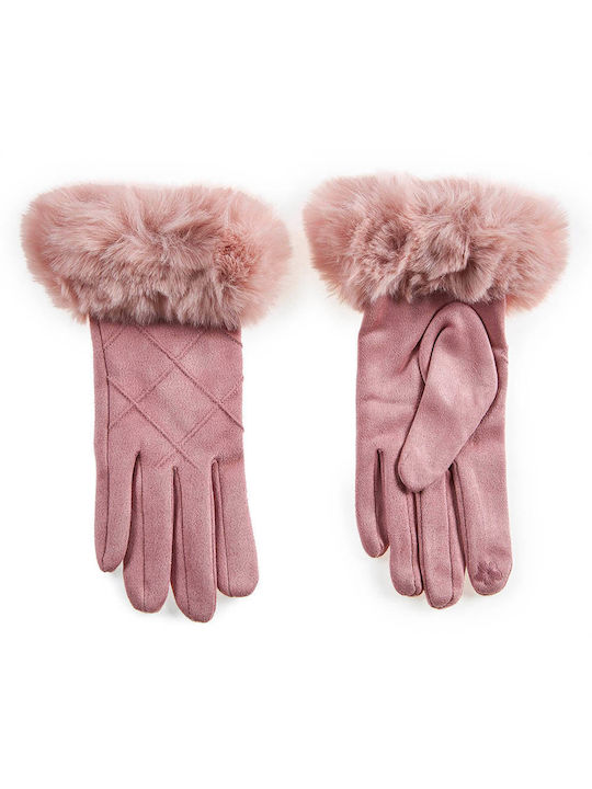 Verde Ροζ Γυναικεία Γάντια με Γούνα