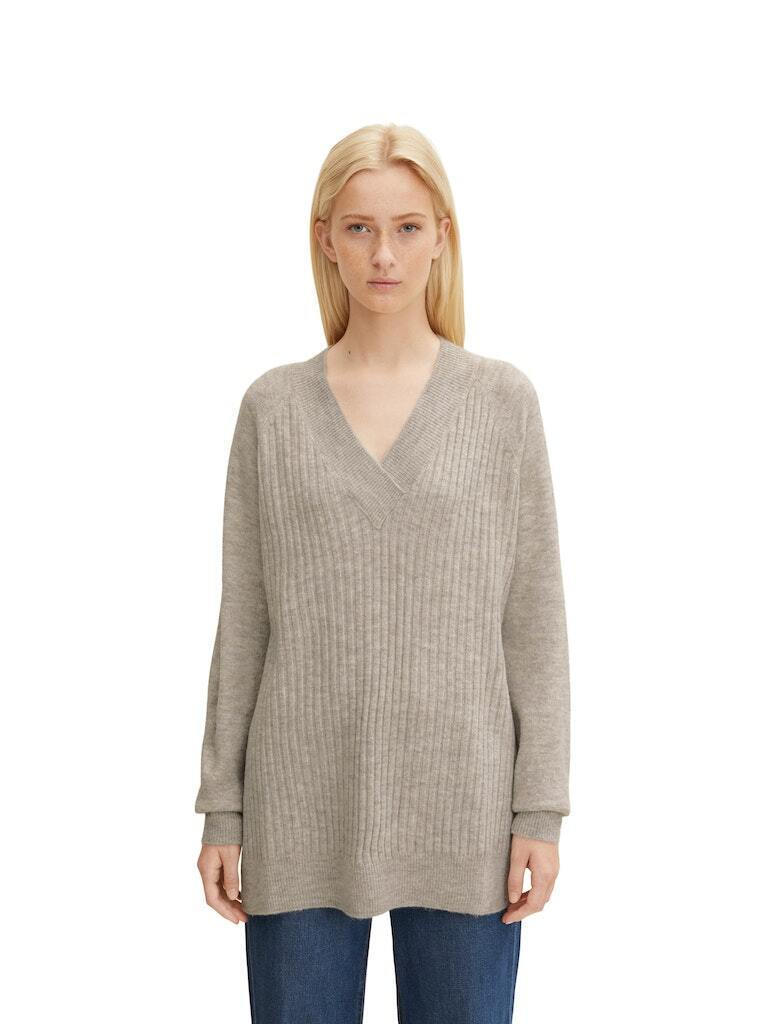 Women\'s Melange Knitting Sweater Cloud Sleeve 1033554-30224 Grey Tailor Tom Long