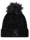 Winterized Bobble Neyyan Pom Pom Beanie Unisex Beanie with Knit in Black color