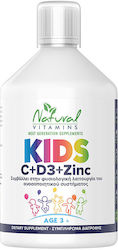 Natural Vitamins Kids C + D3 + Zinc Πορτοκάλι 500ml