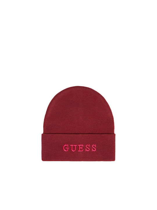 Guess Knitted Beanie Cap Burgundy