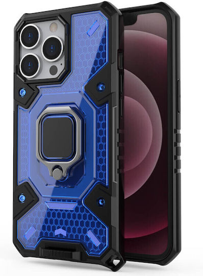 Techsuit Honeycomb Armor Ring Back Cover Σιλικόνης 1.3mm Black/Blue (iPhone 13 Pro)
