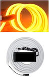 Waterproof Neon Flex LED Strip Power Supply 12V with Warm White Light Length 5m and 120 LEDs per Meter with Power Supply