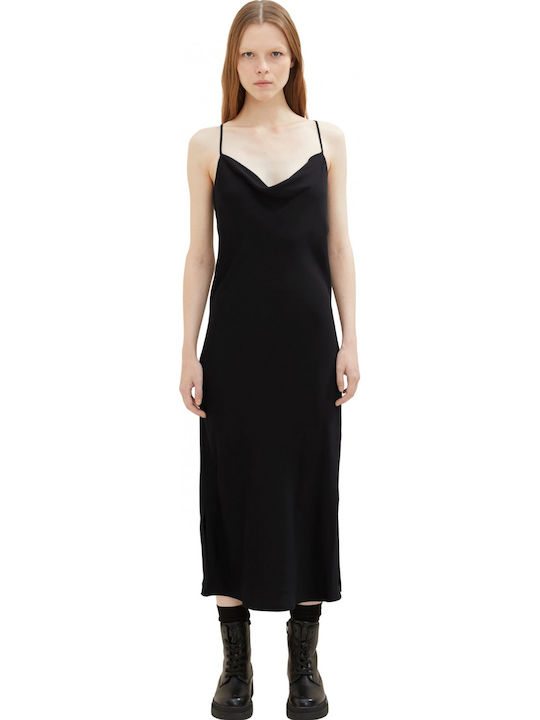 Rochie De Vară Pentru Femei Midi De Seară Jupon Satin Drapat Cu Deschizătură Neagră