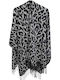Schwarz Damen Poncho