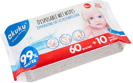 Akuku Aloe Kamille Baby-Feuchttücher mit 99% Wasser 70 Stück