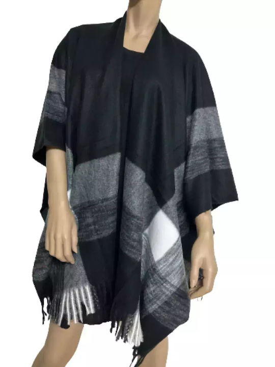 Verde Schwarz Damen Poncho