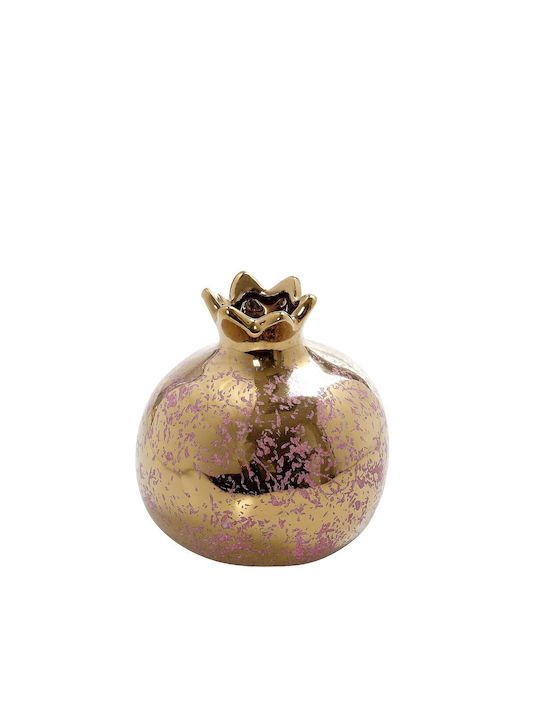 Espiel Tischplatte Glücksbringer Granatapfel Gold - Pink Keramik 9x9.5cm 1Stück
