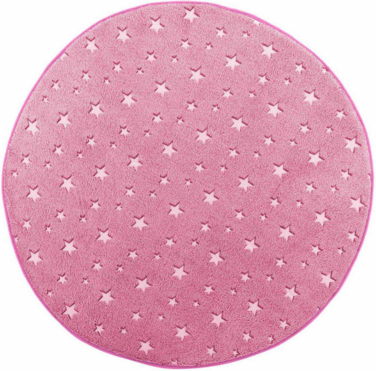 Kids Synthetic Rug Fluorescent Stars Round 90cm