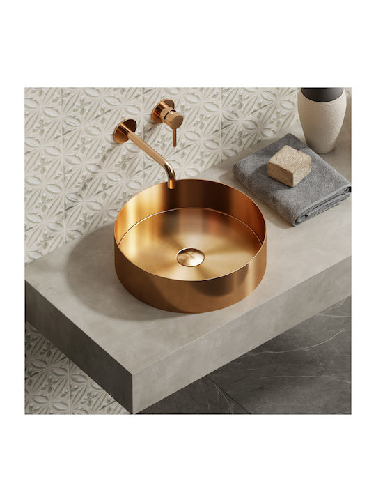 Karag Venus Aufgesetztes Waschbecken Inox 38x38x11cm Rose Gold