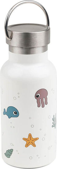 Done by Deer Sea Friends Детски Бутилки за Вода Термос Неръждаема стомана с Сламка Sea Friends Бежов 350ml