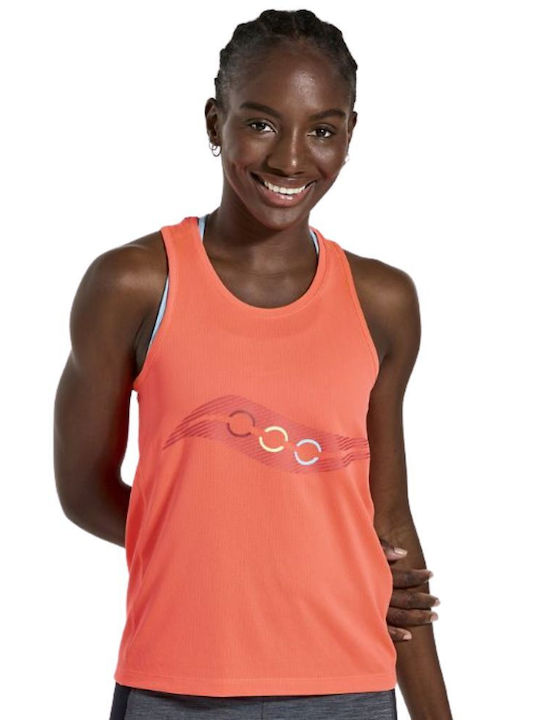 Saucony Αμάνικη Γυναικεία Αθλητική Μπλούζα Πορτοκαλί