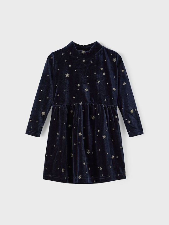 Rochie pentru Copii Mânecă lungă Catifea Albastru marin