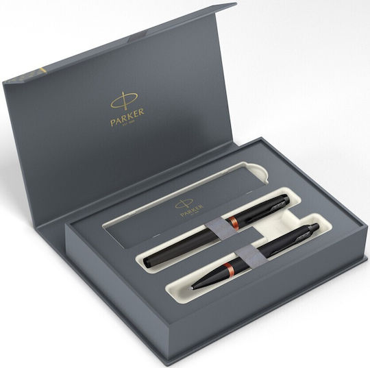 Parker IM Flame Pen Set Rollerball Orange Ring BT in a case (in a paper cassette)