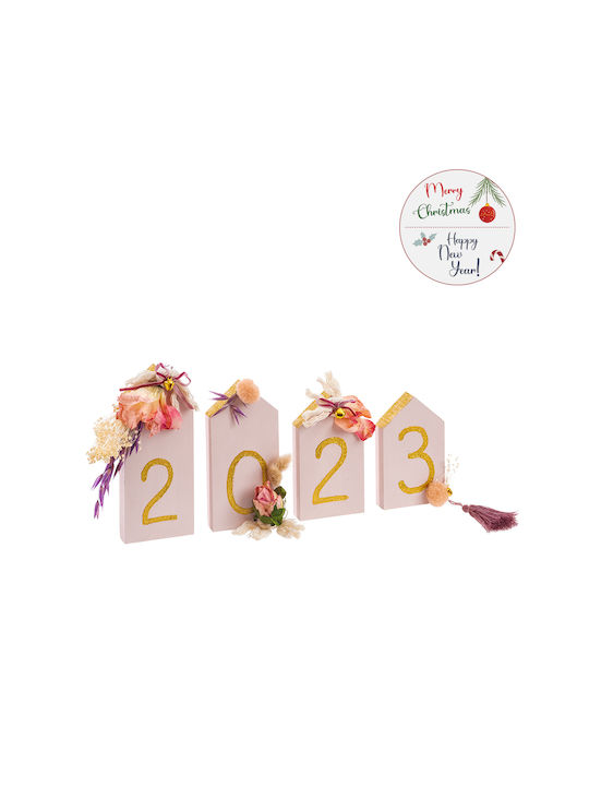Parisis Christmas Wooden Figure Sign White Composition 2023 4pcs