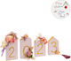 Parisis Christmas Wooden Figure Sign White Composition 2023 4pcs