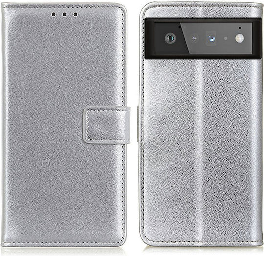 Wallet Δερματίνης Ασημί (Google Pixel 6)