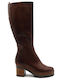 Leder Damenstiefel Tabac Braun