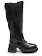 KL42290 Damenstiefel mit Gummizug Schwarz