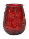 VSM Christmas Glass Red Candlestick 13x11cm