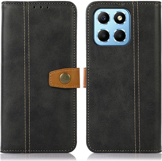 Strong Golden Clasp Wallet Synthetic Leather Black (Honor X8)