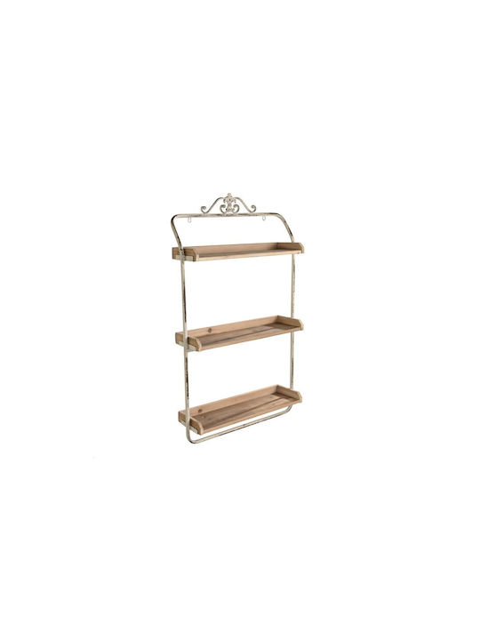 Shelving Unit Floor White - Natural 64x19x107cm